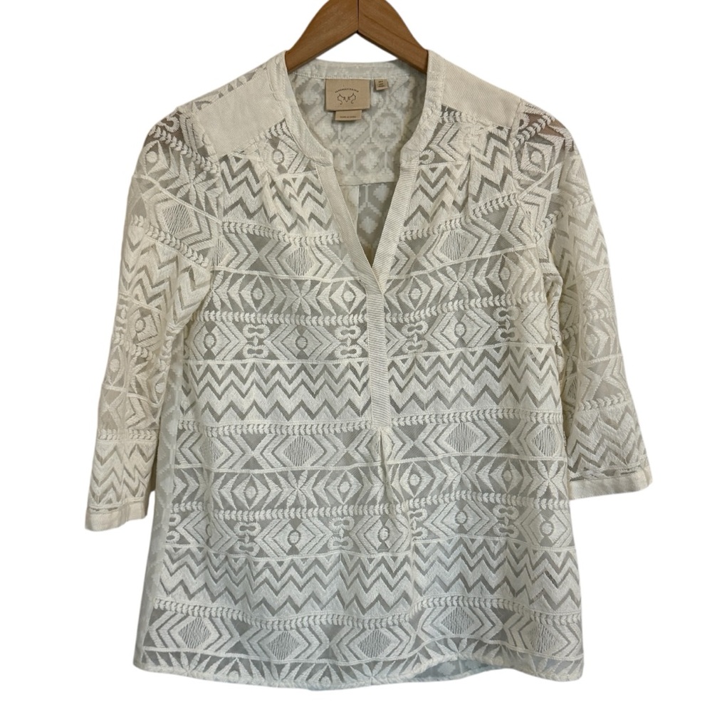 Anthropologie Vanessa Virginia Sheer Lace Top Women’s Size 0